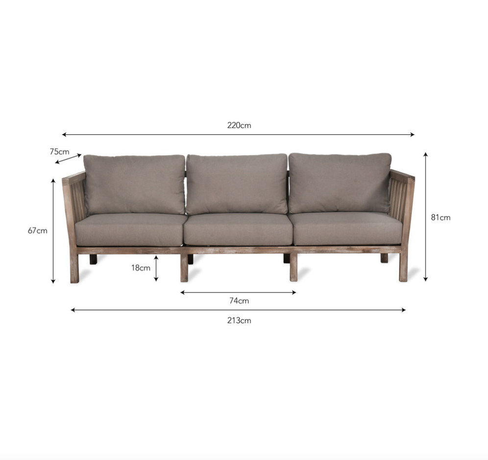 Porthallow 3 Seater Outdoor Sofa - Acacia