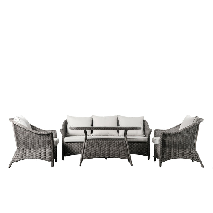 Petra Outdoor Rattan Lounge Dining Set Grey