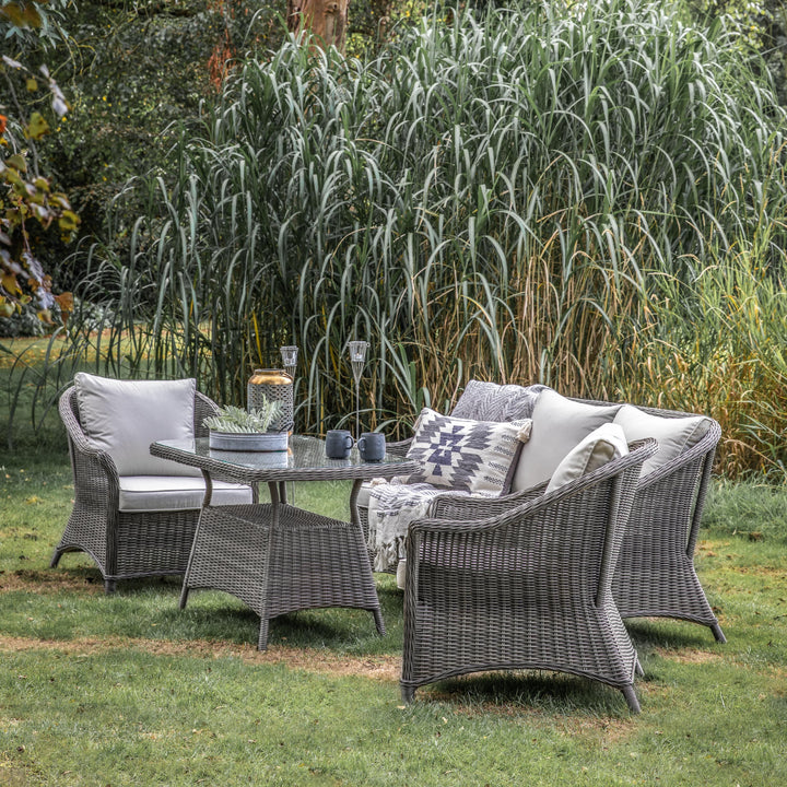 Petra Outdoor Rattan Lounge Dining Set Grey