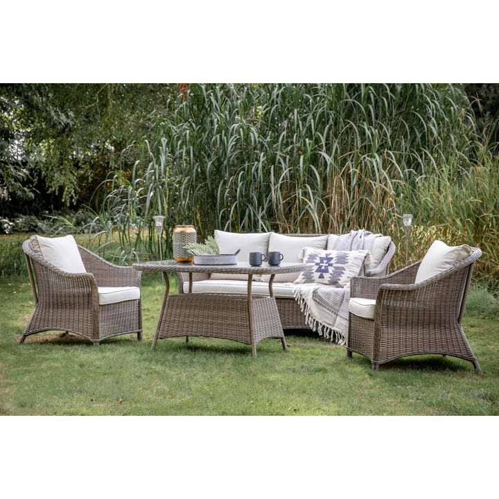 Petra Outdoor Rattan Lounge Dining Set Natural