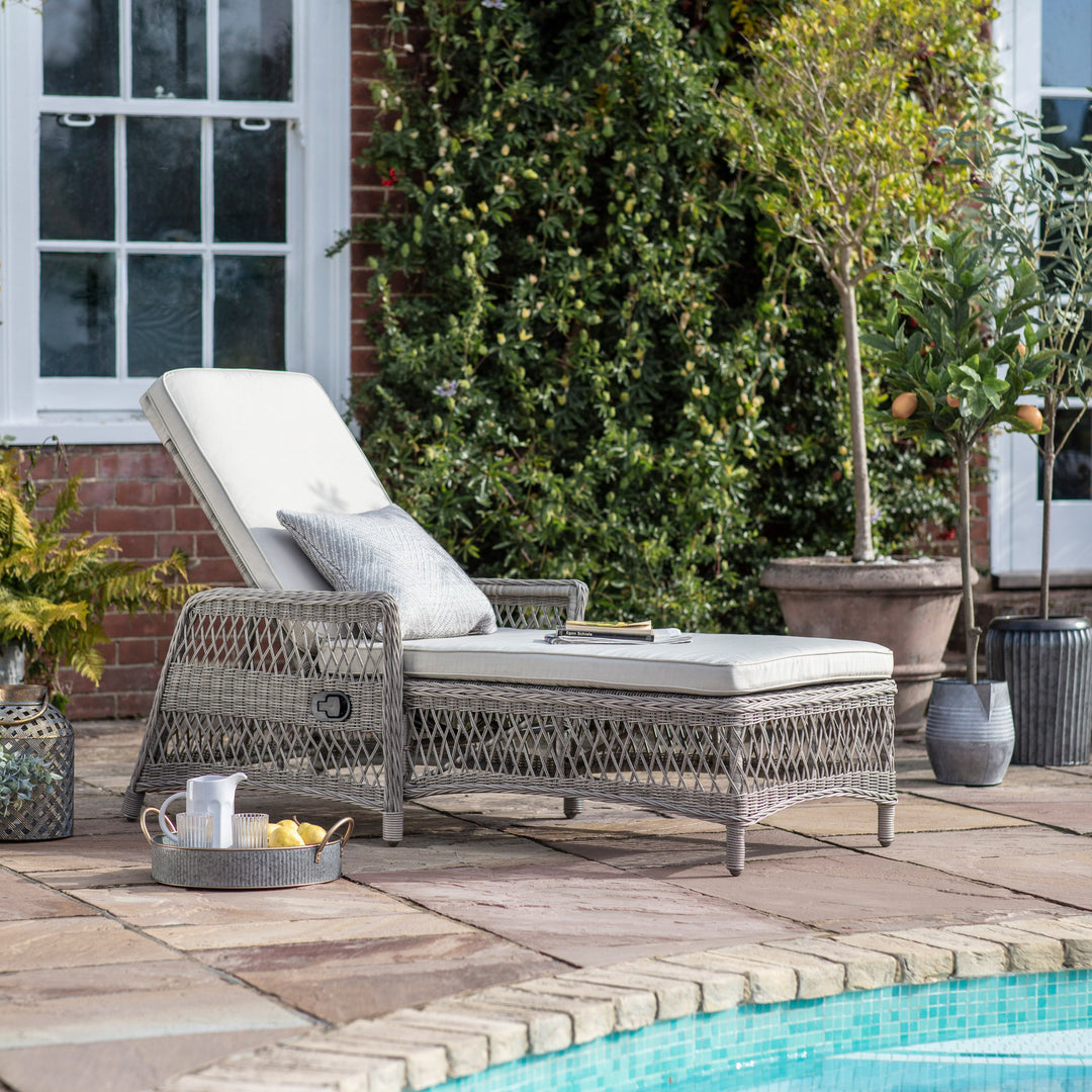 Menton Country Single Outdoor Sun Lounger Stone