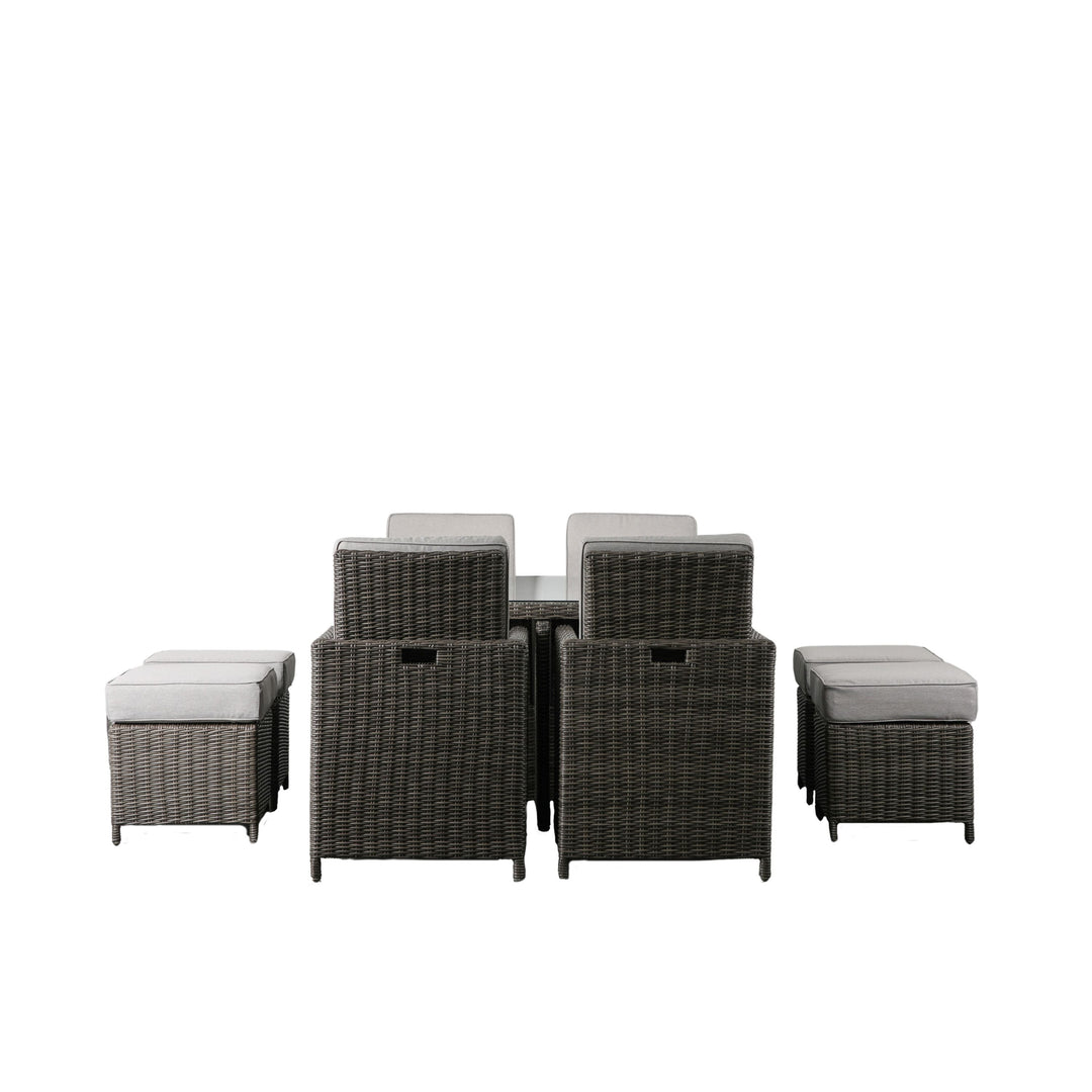 Rondin 8 Seater Cube Outdoor Rattan Dining Set Grey