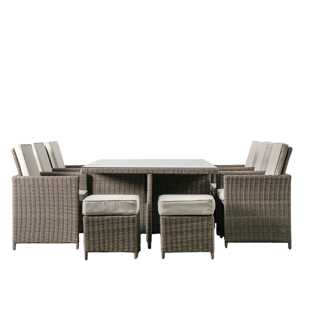 Rondin 8 Seater Cube Outdoor Rattan Dining Set Natural