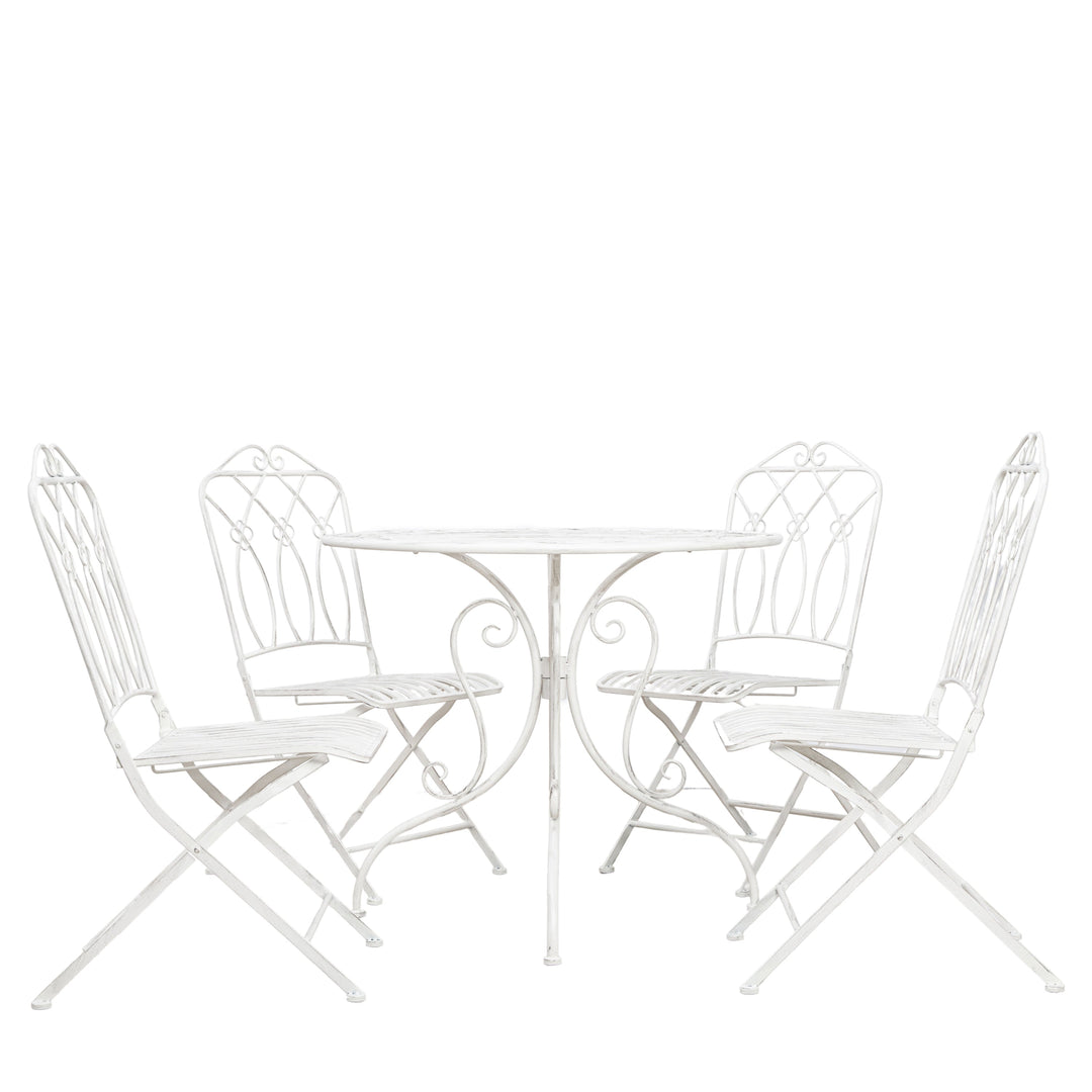 Melfi 4 Seater Iron Bistro Set Vanilla