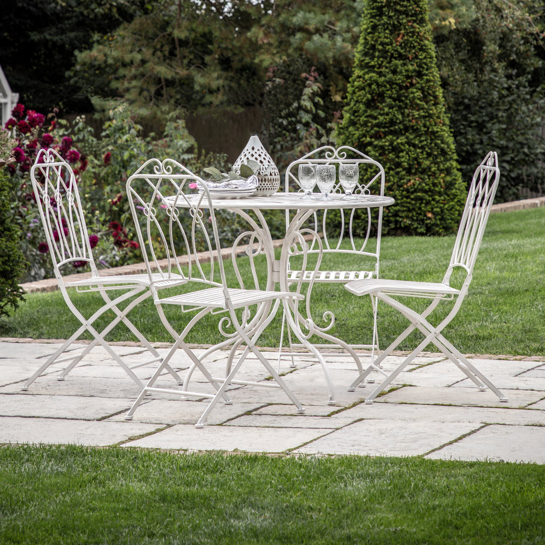 Melfi 4 Seater Iron Bistro Set Vanilla