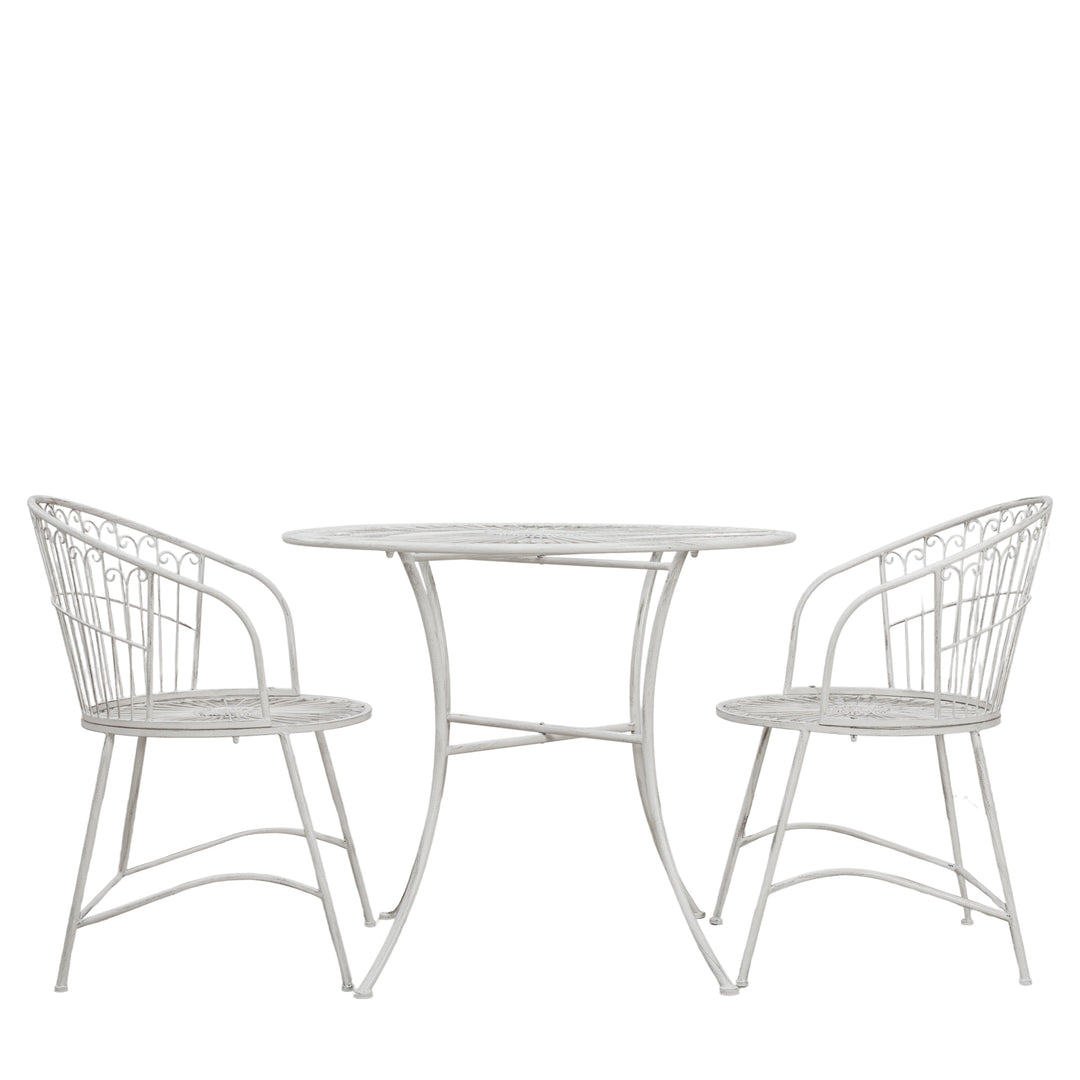 Siracusa Iron 2 Seater Bistro Set Vanilla