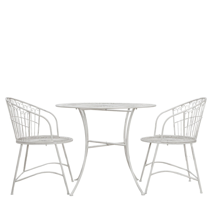 Siracusa Iron 2 Seater Bistro Set Vanilla