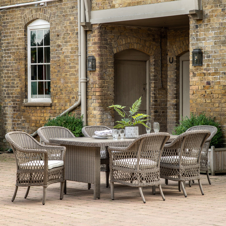 Cagliari 6 Seater Aluminum & Wicker Outdoor Dining Set