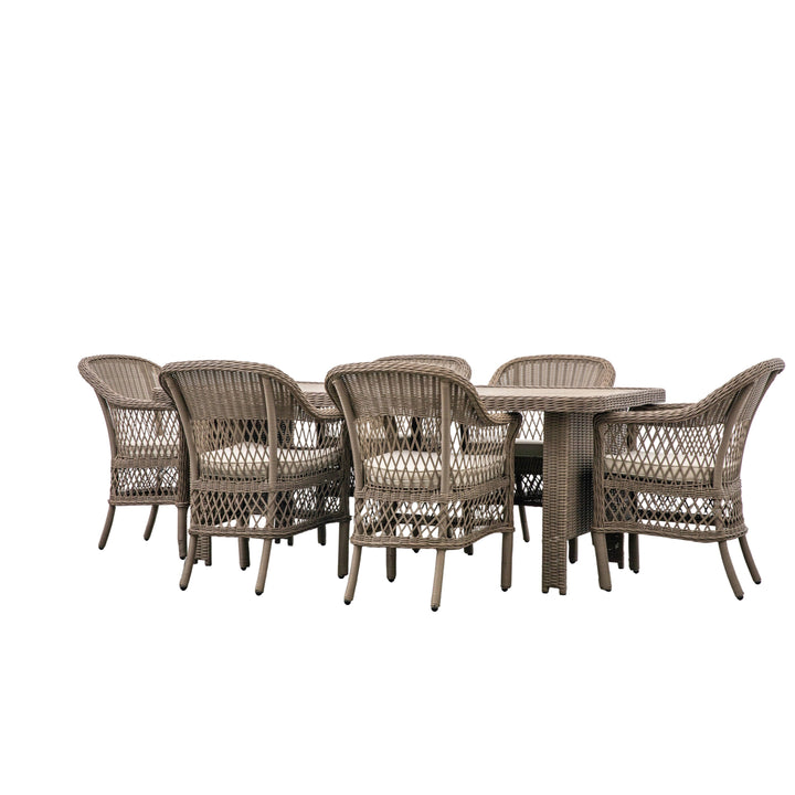 Cagliari 6 Seater Aluminum & Wicker Outdoor Dining Set