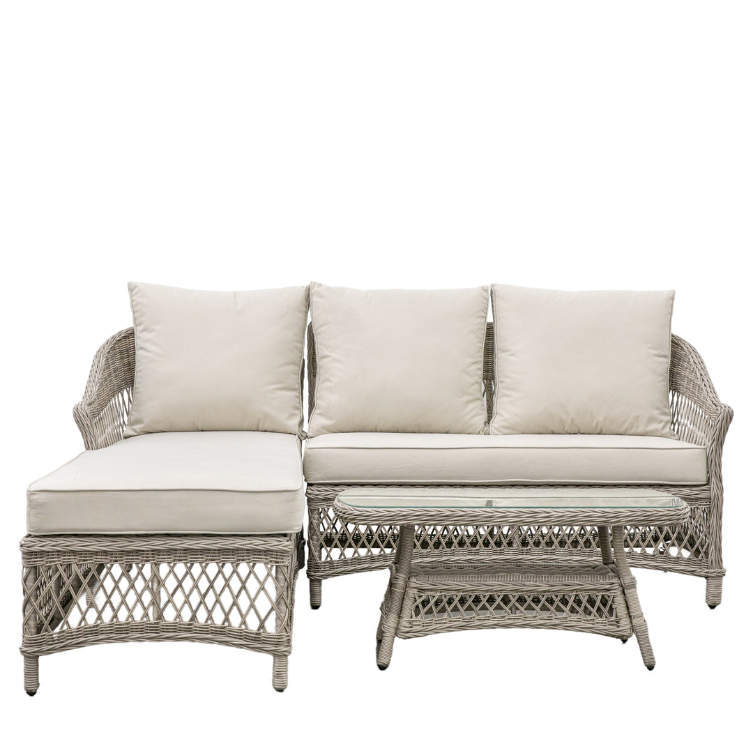 Menton Wicker Chaise Set Stone