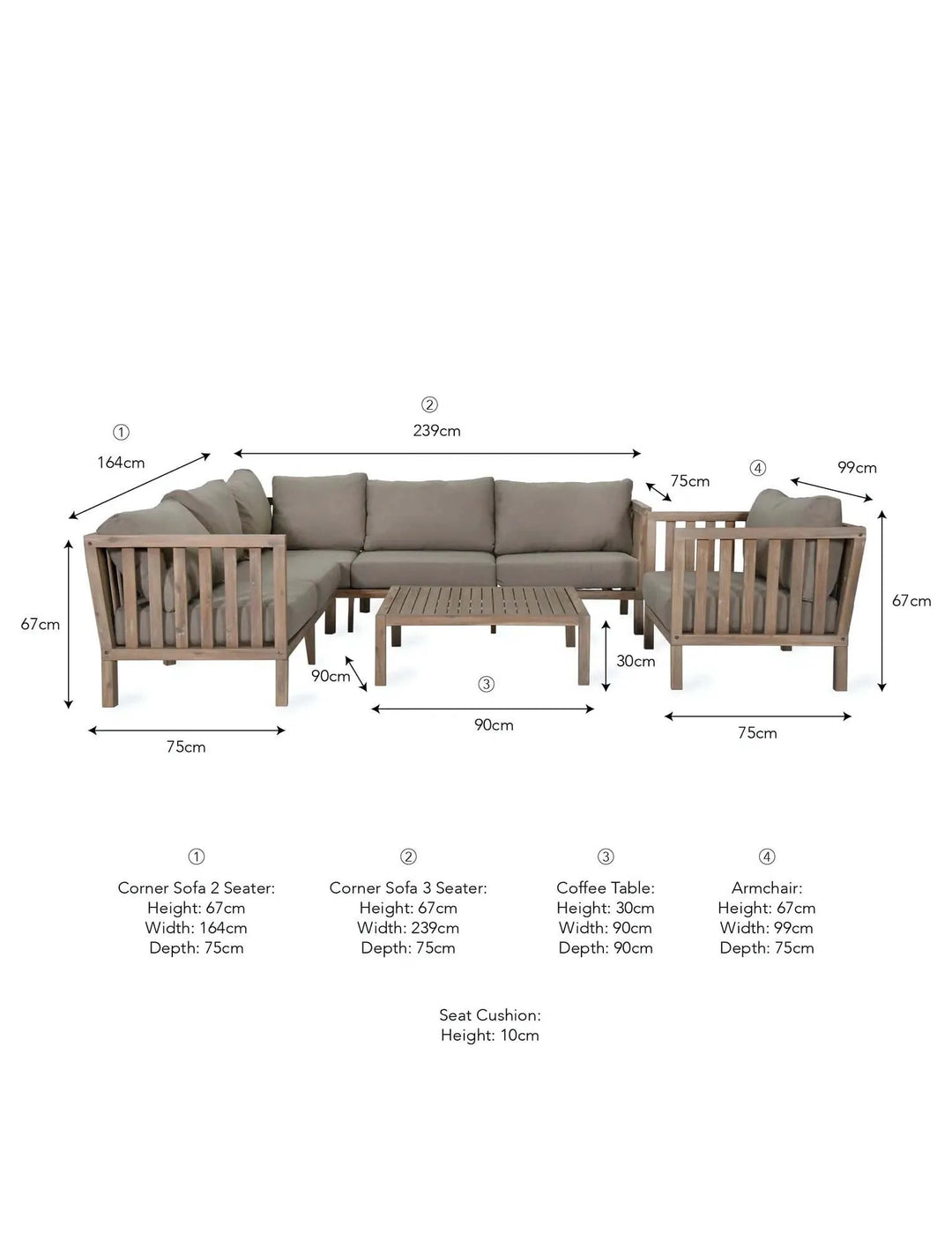 Porthallow Corner Outdoor Sofa Set - Acacia