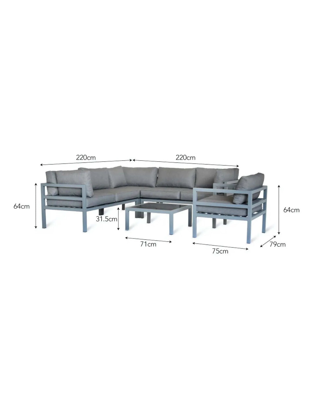 West Strand Outdoor Corner Sofa Set - Aluminium