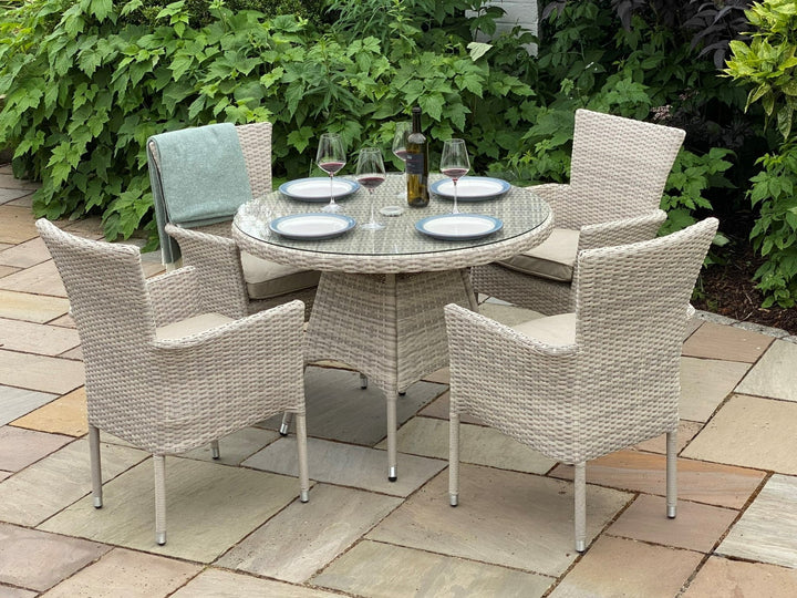 Alicante 4 Seater Outdoor Garden Rattan Stacking Set