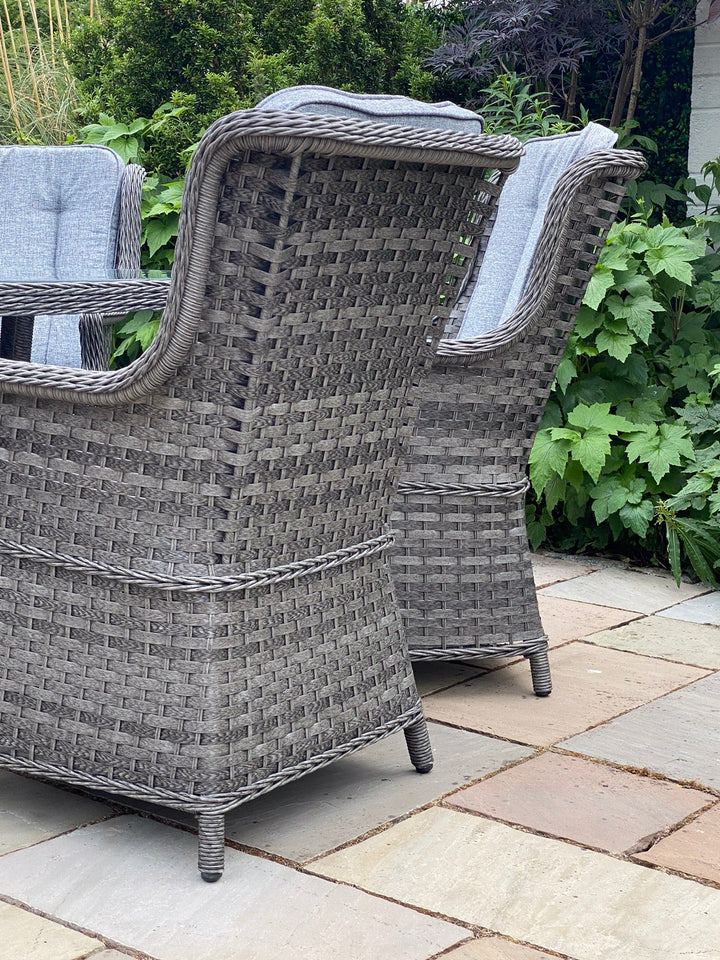 Amalfi 6 Seater Oval Outdoor Garden Dining Set in Dark Grey Rattan