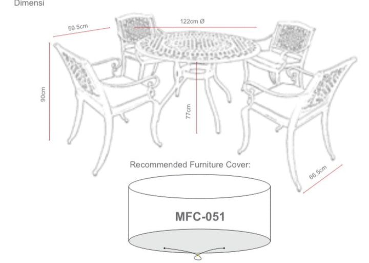 Ballygowan 4 Seater Round Outdoor Dining Set in H'Bronze/Cream