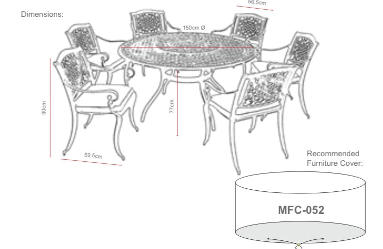 Ballygowan 6 Seater Round Outdoor Garden Dining Set in H'Bronze/Cream