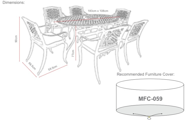 Ballygowan 6 Seater Oval Outdoor Dining Set in H'Bronze/Cream