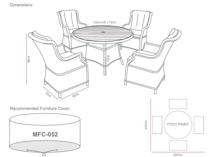 Amalfi 4 Seater Round Outdoor Rattan Garden Set in Dark Grey