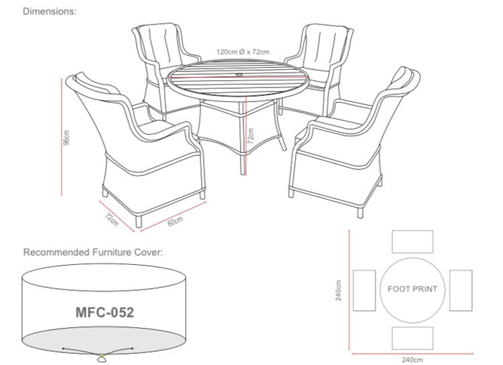 Amalfi 4 Seater Round Outdoor Rattan Garden Set in Dark Grey