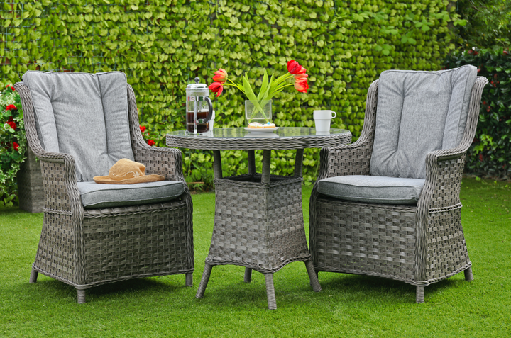 Almalfi Rattan Outdoor Garden Bistro Set in Dark Grey