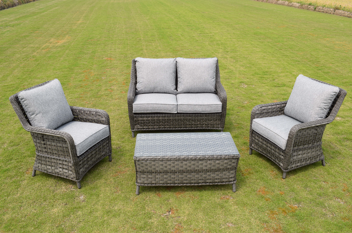 Amalfi 2 Seater Rattan Outdoor Garden Coffee Set in Dark Grey