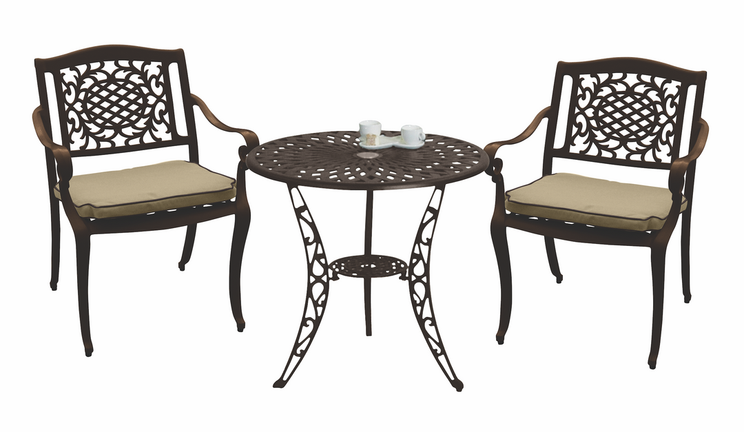 Ballygowan 2 Seater Outdoor Companion Dining Bistro Set in H'Bronze/Cream