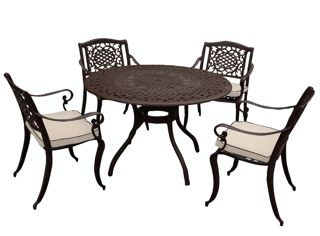 Ballygowan 4 Seater Round Outdoor Dining Set in H'Bronze/Cream