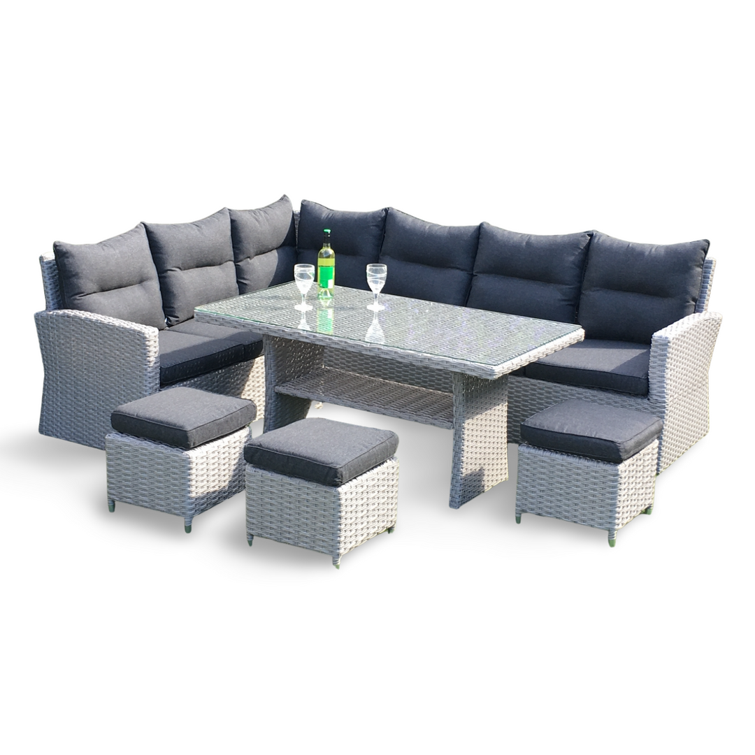 Victoria Rattan Corner Casual Outdoor Garden Dining Set