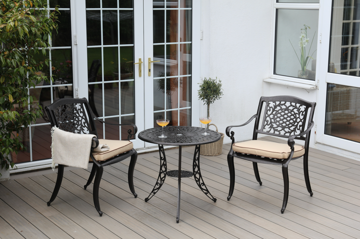 Ballygowan 2 Seater Outdoor Companion Dining Bistro Set in H'Bronze/Cream