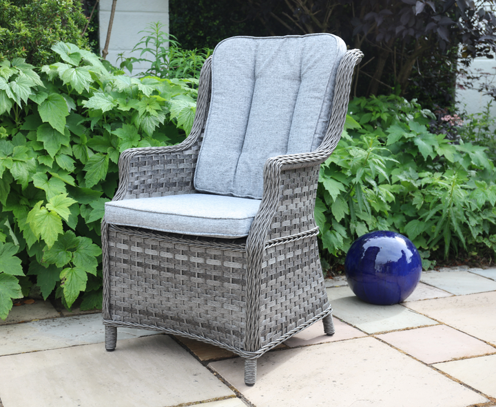 Amalfi 6 Seater Round Outdoor Garden Dining Set in Dark Grey Rattan