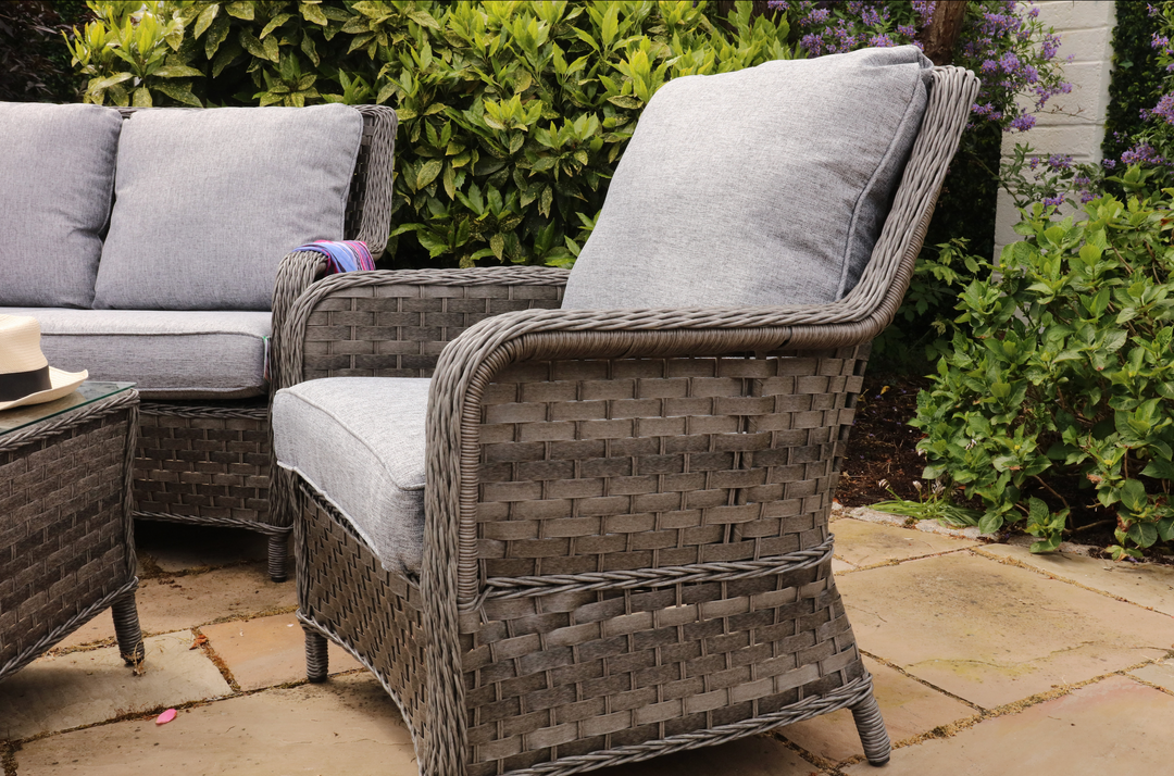 Amalfi 2 Seater Rattan Outdoor Garden Coffee Set in Dark Grey