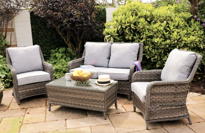 Amalfi 2 Seater Rattan Outdoor Garden Coffee Set in Dark Grey