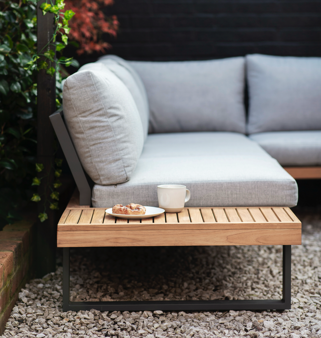 Amberley Teak & Steel Outdoor Sofa Set with Coffee Table