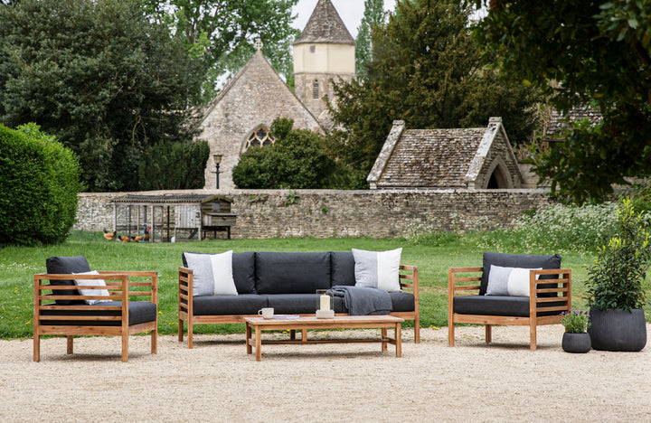 Sennen Outdoor Acacia Wood Sofa Set with Coffee Table