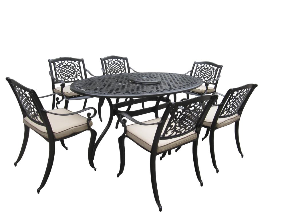 Ballygowan 6 Seater Oval Outdoor Dining Set in H'Bronze/Cream