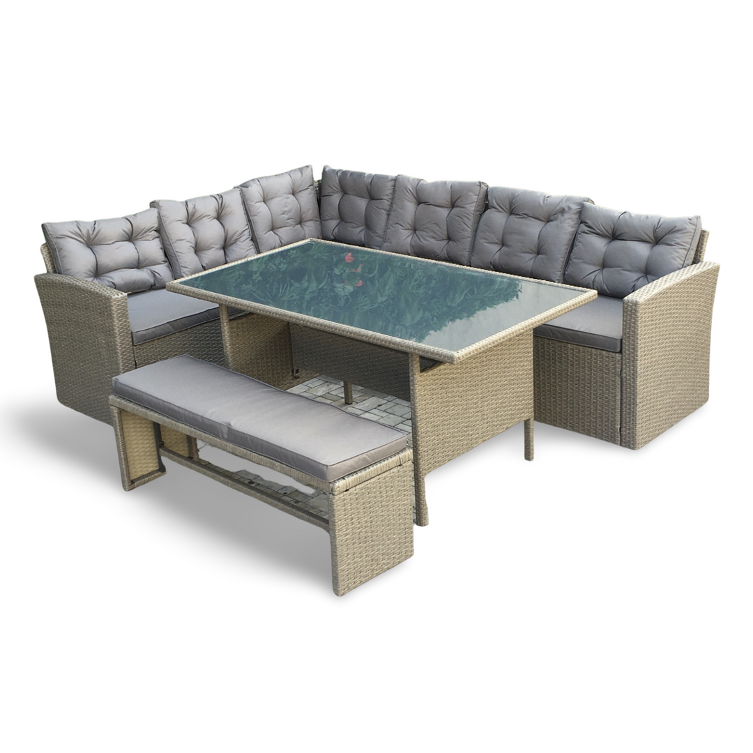 California Rattan Outdoor Garden Casual Dining Set in Grey