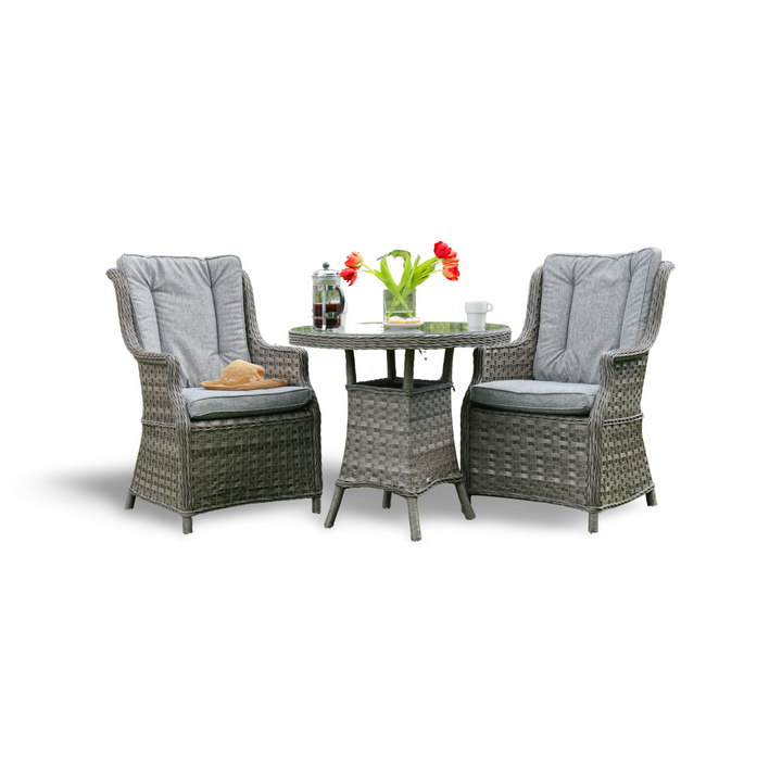 Almalfi Rattan Outdoor Garden Bistro Set in Dark Grey