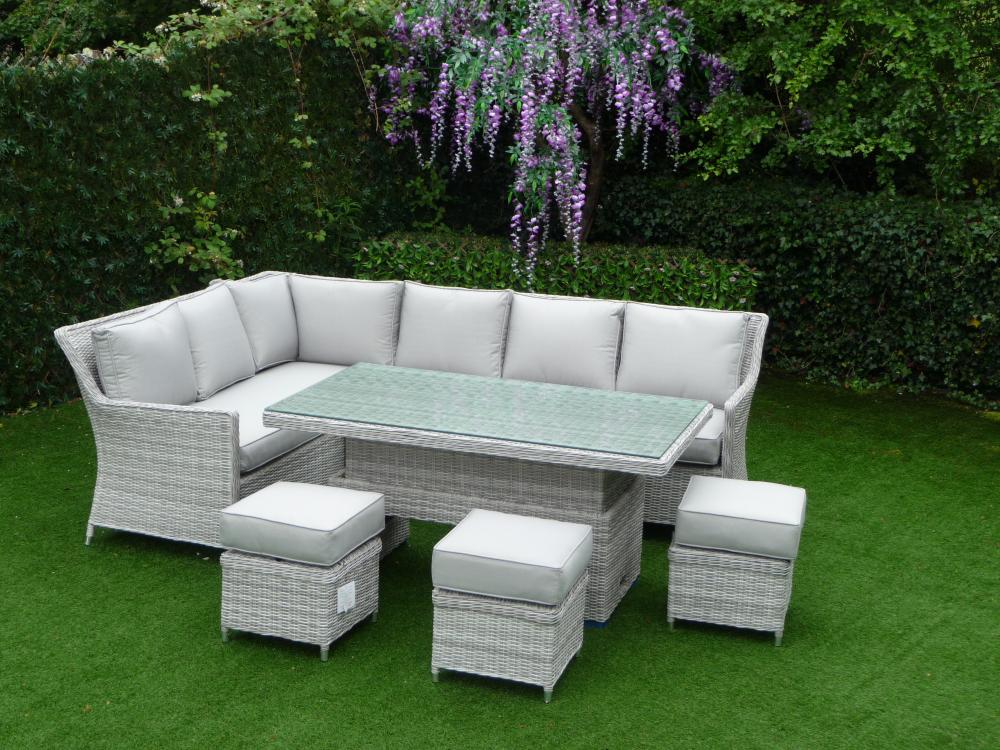 Portofino Rattan Corner Outdoor Garden Dining Set with Rising Table